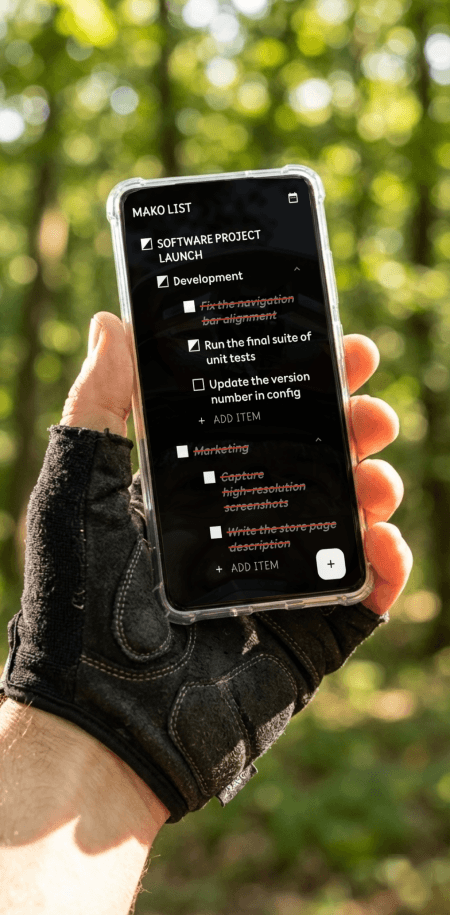 Mako List app on a phone
