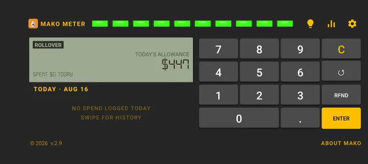 Mako Meter Main Screen (Horizontal Mode)