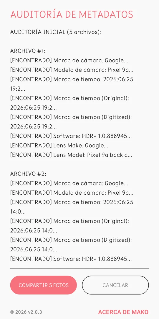 Informe de limpieza de Mako Scrubber