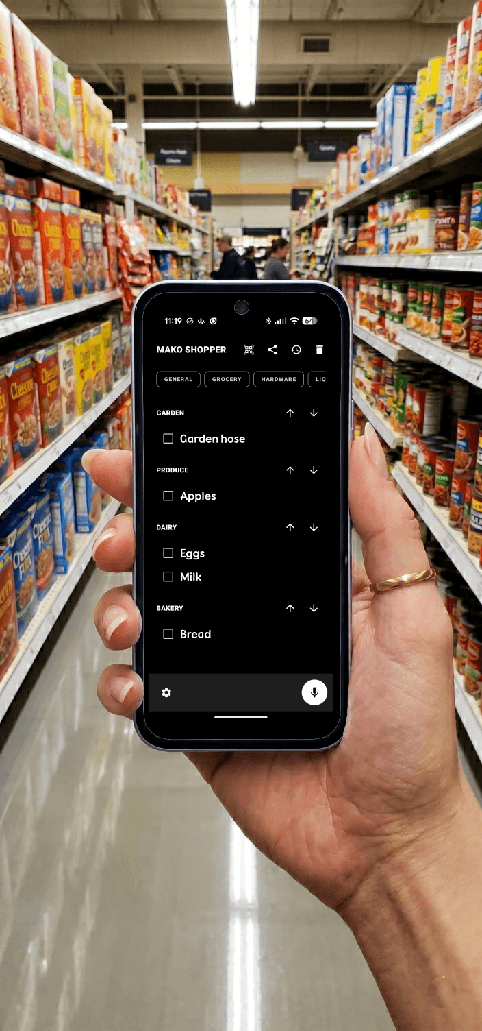 Mako Shopper app on a phone
